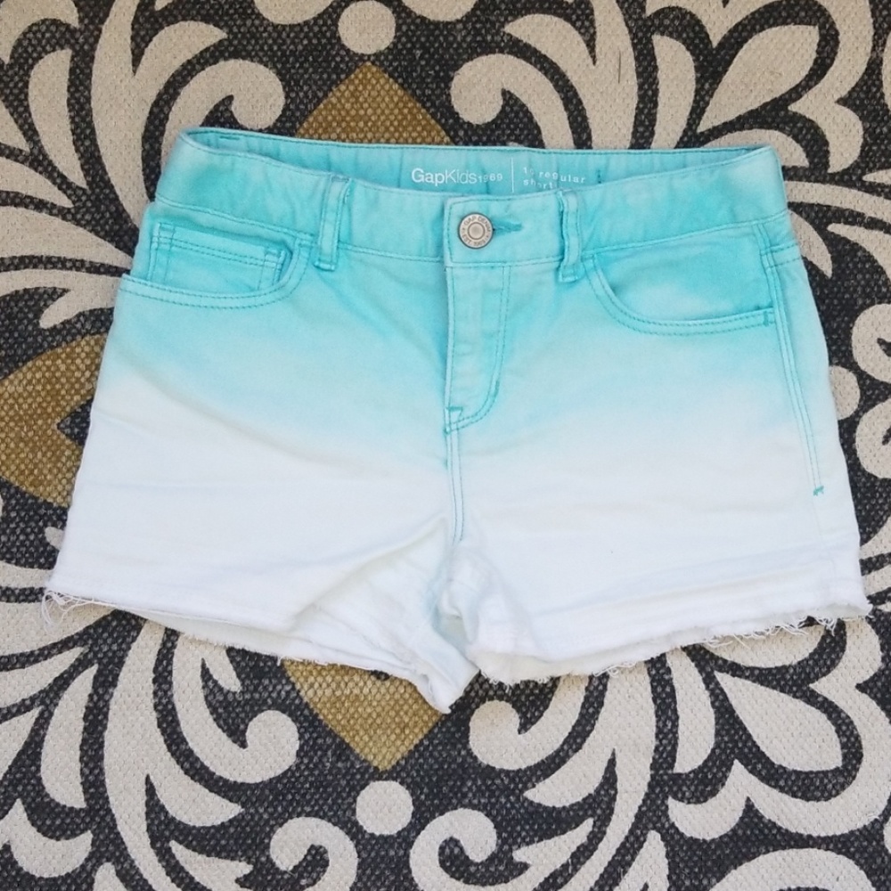 Girls Ombre Blue White Jean Shorts